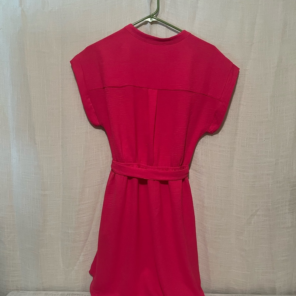 Monteau Fuchsia Mini Dress with Tie Waist - Picture 6 of 9